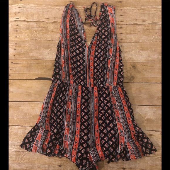 Sadie & Sage Pants - Sadie & Sage orange black sleeveless romper size L